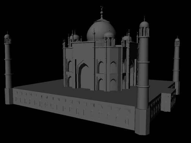 Seitenansicht Taj Mahal.